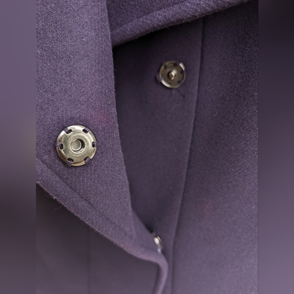 Trina Turk Dark Purple Lambswool Pea Coat Winter Jacket Women's Size 12 - Picture 4 of 7